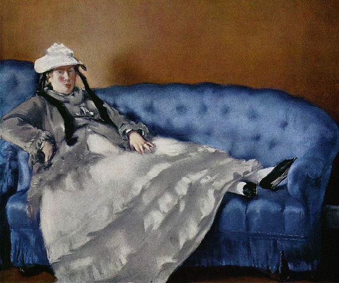 Edouard Manet Portrat der Frau Manet auf blauem Sofa Germany oil painting art